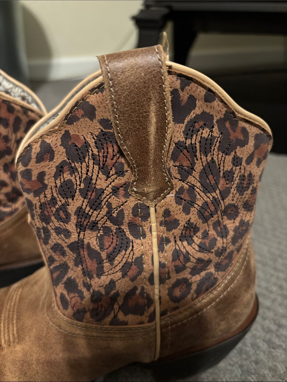 Laredo Brown Leopard Print Heeled Boots - Picture 3 of 7
